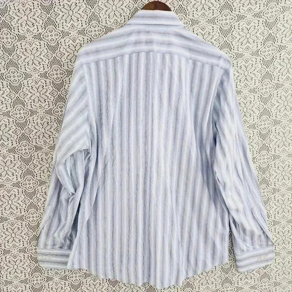 Express 1MX Modern fit striped stretch cotton button down dress shirt men's L - Picture 2 of 7